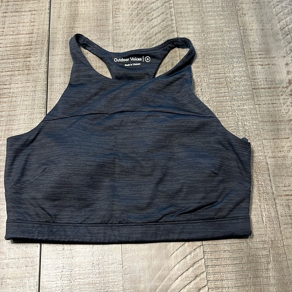 Outdoor Voices Grey High Neck Racerback Sports Bra
